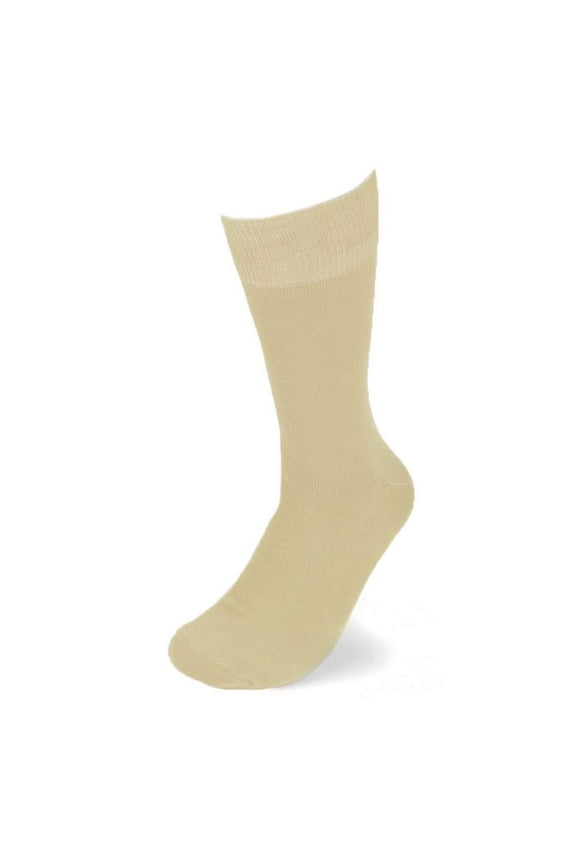 Solid Color Polyester Socks for Men, Casual and Formal Attire Tan Rise Men’s Crew Socks - Tan