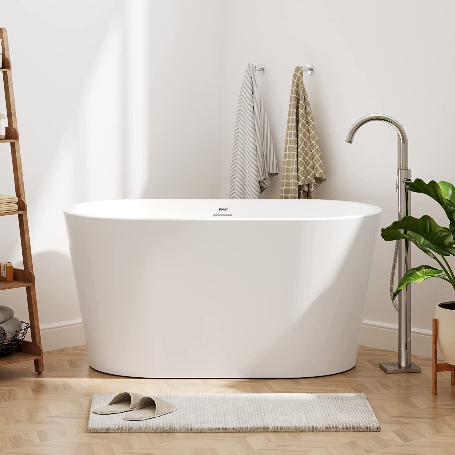 Shangri-La 47" White Acrylic Freestanding Soaking Bathtub