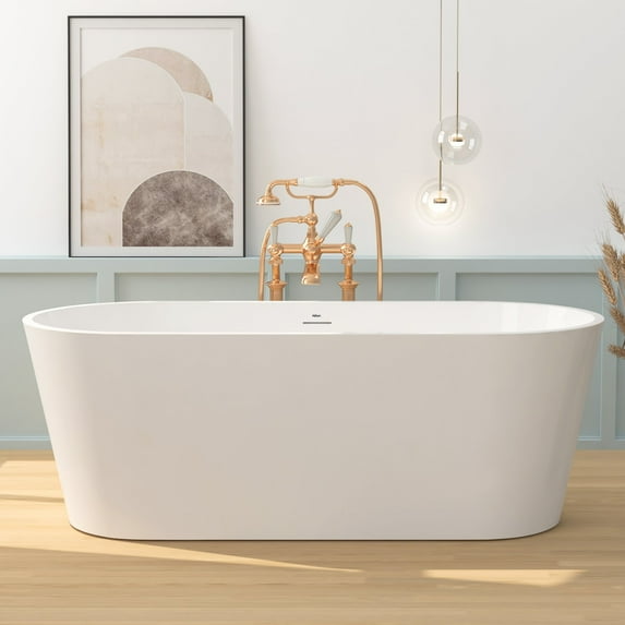 FerdY Shangri-La Elite 67", Acrylic Freestanding Bathtub in White. Ferdy-02136-1700-BN