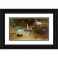 thumbnail image 1 of Ferdinand Bellermann 24x15 Black Ornate Framed Double Matted Museum Art Print Titled: Bathing on the River, 1 of 5