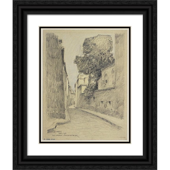 Ferdinand Boberg 12x14 Black Ornate Wood Framed Double Matted Museum Art Print Titled: Rue Lhomond Et Rue Du Pot De Fer (1926)