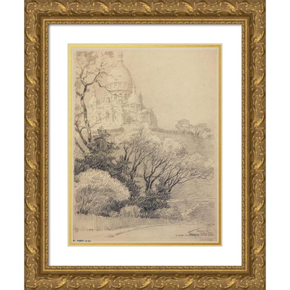 Ferdinand Boberg 12x14 Gold Ornate Wood Frame and Double Matted Museum Art Print Titled - Square Montmartre (1926)