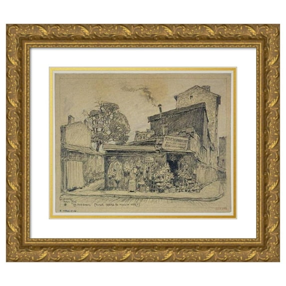 Ferdinand Boberg 14x12 Gold Ornate Wood Frame and Double Matted Museum Art Print Titled - 49 Rue Didot, Future Square Du Moulin-Vert (1926)