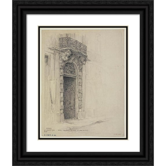Ferdinand Boberg 15x18 Black Ornate Wood Framed Double Matted Museum Art Print Titled - The Chenizot Hotel, 51 Rue Saint Louis in the Island (1926)