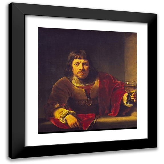 Ferdinand Bol 12x13 Black Modern Framed Museum Art Print Titled - The Toper (C. 1650 - C. 1651)
