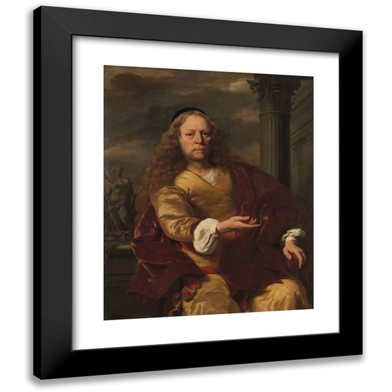 Ferdinand Bol 12x14 Black Modern Framed Museum Art Print Titled - Portrait of a Man (1663)