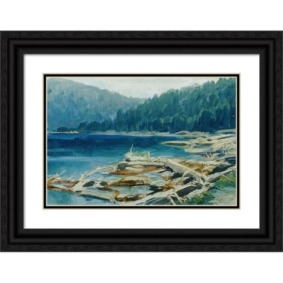 Ferdinand Engelmüller 14x11 Black Ornate Wood Framed Double Matted Museum Art Print Titled: Bohmerwald (1902)