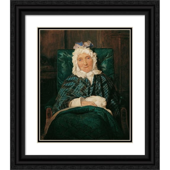 Ferdinand Georg Waldmüller 12x14 Black Ornate Wood Framed Double Matted Museum Art Print Titled: Aloisia Eltz Im Lehnstuhl (1834)