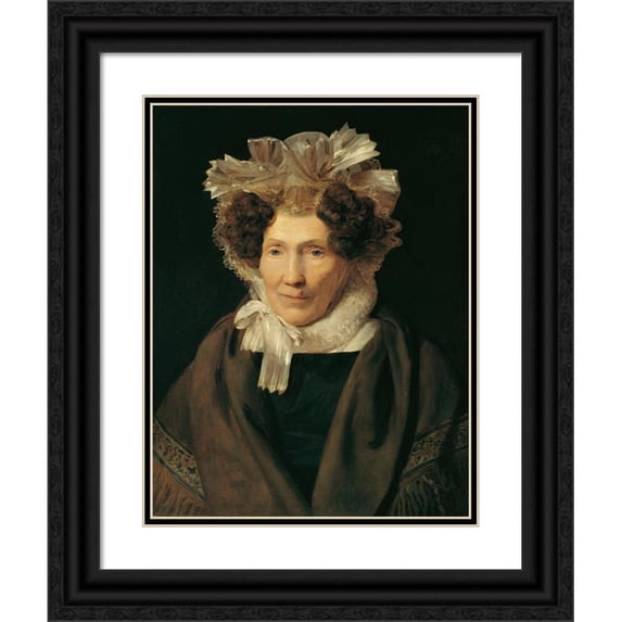 Ferdinand Georg Waldmüller 12x14 Black Ornate Wood Framed Double Matted Museum Art Print Titled: Old Woman with a White Ligament Hood (1832)