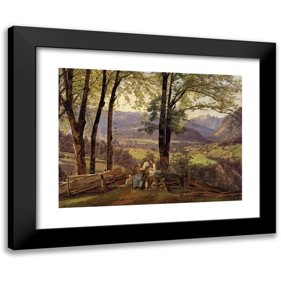 Ferdinand Georg Waldmüller 14x12 Black Modern Framed Museum Art Print Titled - View of Ischl (1838)