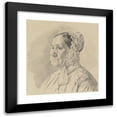 thumbnail image 1 of Ferdinand Georg Waldmüller 15x16 Black Modern Framed Museum Art Print Titled - Portrait of a Woman in a Lace Bonnet, in Three-Quarter Profile to the Left (Mid-19th Century), 1 of 5