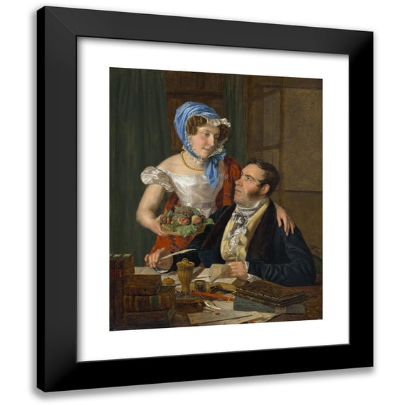 Ferdinand Georg Waldmüller 15x18 Black Modern Framed Museum Art Print Titled - The Cartographer Professor Josef Juttner and His Wife (1824)