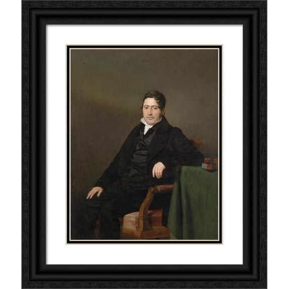 Ferdinand Georg Waldmüller 19x24 Black Ornate Framed Double Matted Museum Art Print Titled: Portrait Sigmund Caspar Fischer (1837)