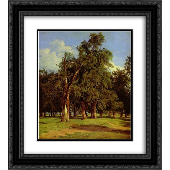 Ferdinand Georg Waldmuller 2x Matted 20x24 Black Ornate Framed Art Print 'Old elms in Prater '
