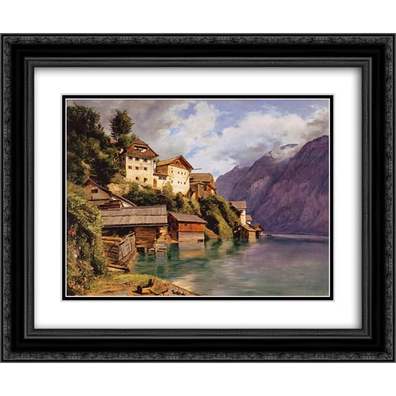 Ferdinand Georg Waldmuller 2x Matted 24x20 Black Ornate Framed Art Print 'Hallstatt'