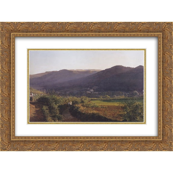 Ferdinand Georg Waldmuller 2x Matted 24x20 Gold Ornate Framed Art Print 'Mountain landscape with vineyard '