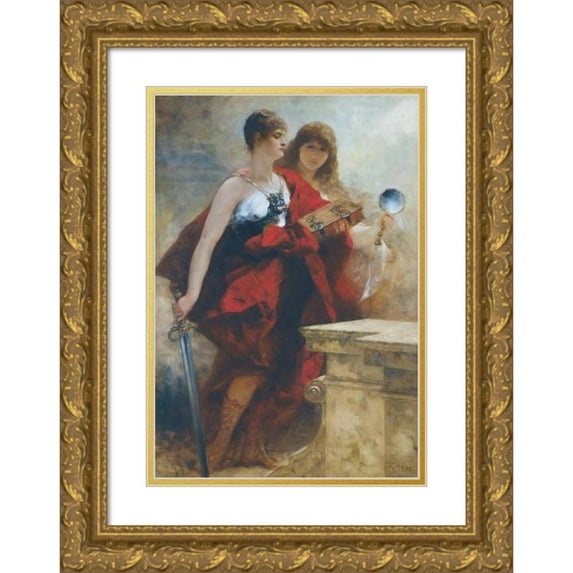 Ferdinand Keller 17x24 Gold Ornate Framed and Double Matted Museum Art Print Titled - Study for the Apotheosis of Emperor Wilhelm I (1888)