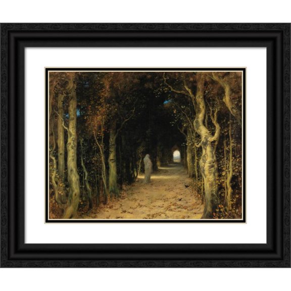 Ferdinand Keller 24x19 Black Ornate Framed Double Matted Museum Art Print Titled: Lady Absinth (1901)