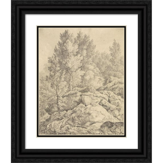 Ferdinand Kobell 20x24 Black Ornate Framed Double Matted Museum Art Print Titled: View of the Valley of Trippstadt in the Pfalz (1770S or 1780s)