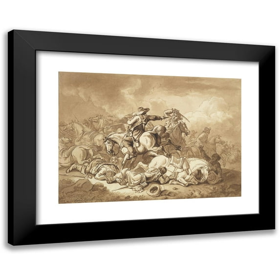 Ferdinand Kobell 24x18 Black Modern Framed Museum Art Print Titled - A Battle Scene (1783)