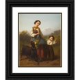 thumbnail image 1 of Ferdinand Maröhn 15x18 Black Ornate Wood Framed Double Matted Museum Art Print Titled - Young Female Shepherd with Child, 1 of 5