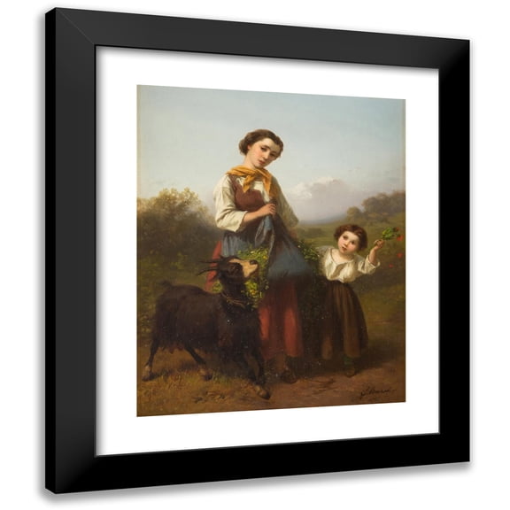 Ferdinand Maröhn 20x24 Black Modern Framed Museum Art Print Titled - Young Female Shepherd with Child