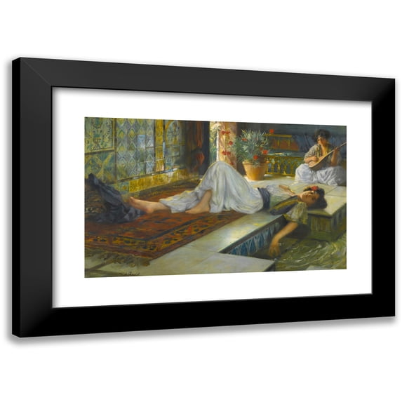 Ferdinand Max Bredt 24x16 Black Modern Framed Museum Art Print Titled - Afternoon Repose