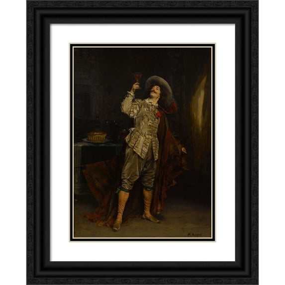 Ferdinand Roybet 19x24 Black Ornate Framed Double Matted Museum Art Print Titled: Don Cesar De Bazan (1903)