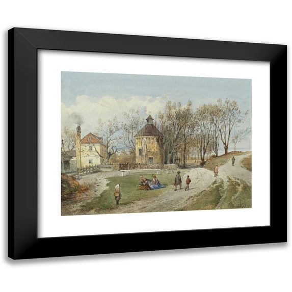 Ferdinand Weckbrodt 14x12 Black Modern Framed Museum Art Print Titled - The Brigitta Chapel in Vienna-Brigittenau
