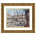 thumbnail image 1 of Ferdinand Weckbrodt 18x15 Gold Ornate Wood Frame and Double Matted Museum Art Print Titled - The Chain Bridge Over the Vienna Flow, 1 of 4