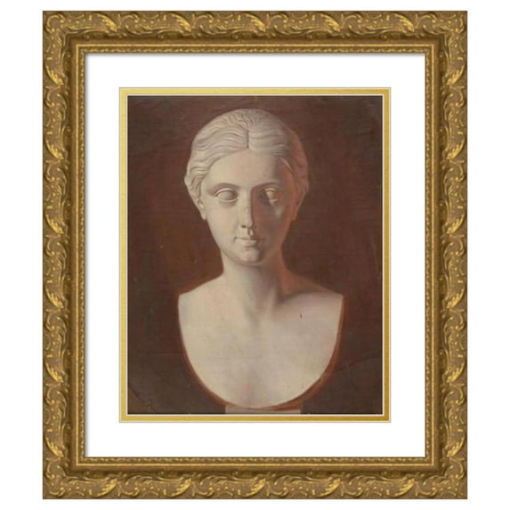 Ferdinand von Wright 20x23 Gold Ornate Framed and Double Matted Museum Art Print Titled - Woman ‘S Head (1857 - 1858)