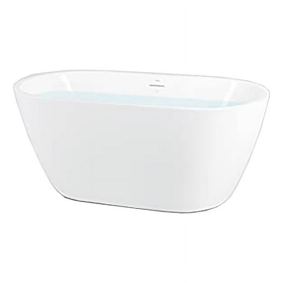 FerdY 55" White Oval Solid Bathtub with Toe Tap Drain