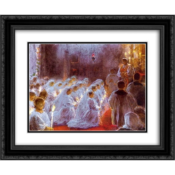 Ferdynand Ruszczyc 2x Matted 24x20 Black Ornate Framed Art Print 'Pierwsza komunia'
