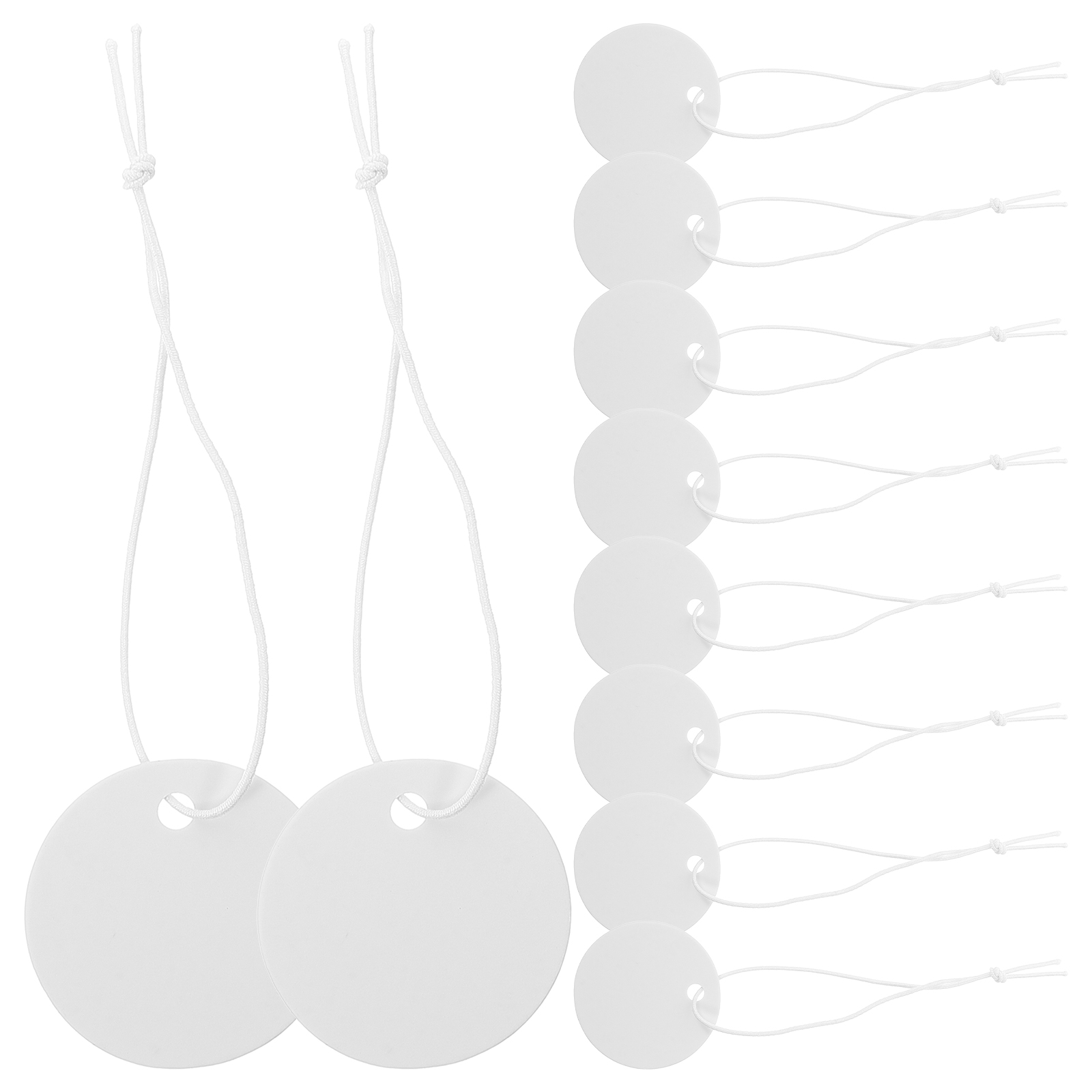 Pack1 #5 Blank White Strung Merchandise Price Tags – Scalloped, Pre-Punched & Pre-Strung – 1 3/4 X 1 1/8 In
