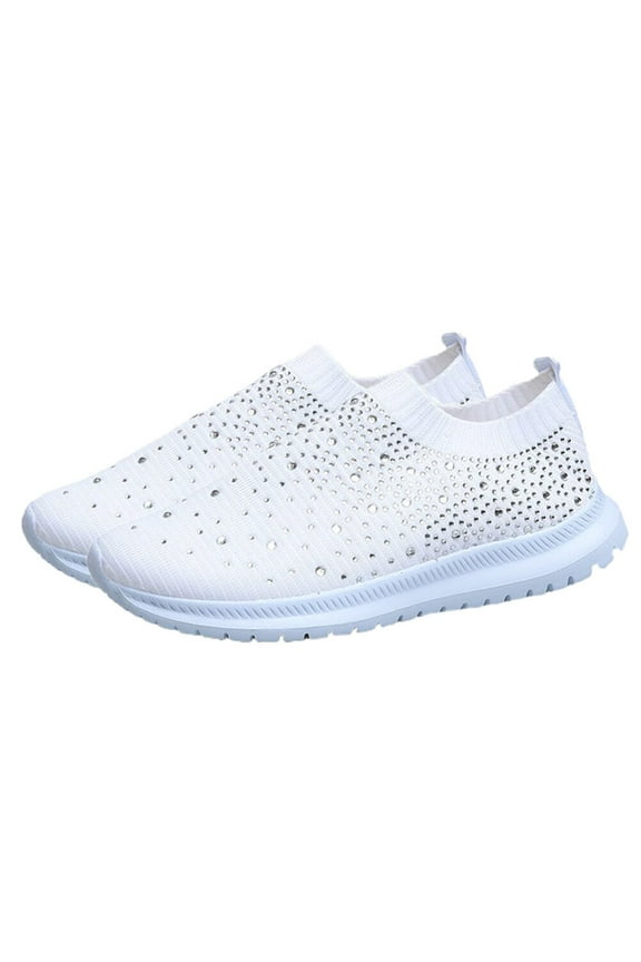 1Pair Women Rhinestone Shoes Breathable Fashion Shoes Simple Sports Shoes