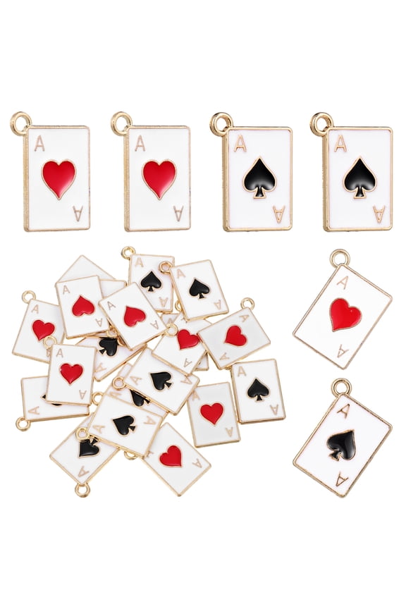 Red Poker Shape Pendant Charms 20Pcs Diy Enthusiasts Jewelry Making