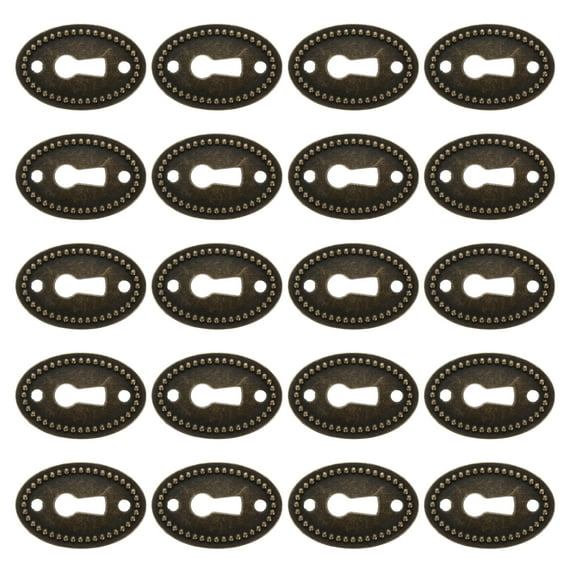Ferencaa 20Pcs Oval Keyhole Cover Vintage Keyhole Insert Escutcheon Plates Furniture Harewares for Cabinet Drawer Doors ( )