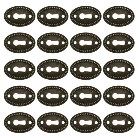 Ferencaa 20Pcs Oval Keyhole Cover Vintage Keyhole Insert Escutcheon Plates Furniture Harewares for Cabinet Drawer Doors ( )
