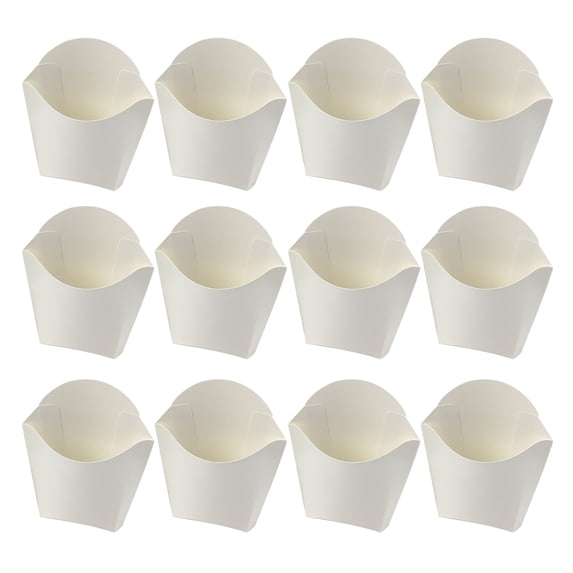 Ferencaa 24Pcs Disposable French Fry Cups White Paper Snack Containers French Fries Holders