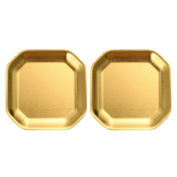 KALLORY Korean Style Stainless Steel Dinner Plates for Restaurant Food Serving 2Pcs 4.7x4.7x0.1in