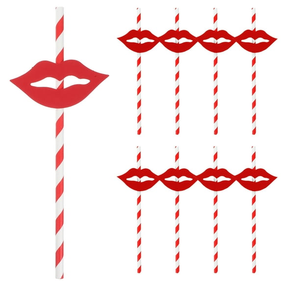 Ferencaa 40 PCS Red Lips and Paper Straws Decorative Cocktail Drinking Straws for Graduation Party Decoration Supplies