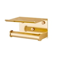Ferencaa Multifunctional Toilet Paper Holder Space Aluminum Antique Tissue Rolls Storage Rack Wall Mounted Mobile Phone Storage Shelf Bathroom Accessories (Golden)
