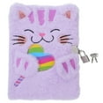 thumbnail image 1 of Ferencaa Plush Diary With Lock Cartoon Animal Notebook Cute Cat Fuzzy Journal Writing Pad Personal Journal Diary for School Home Office Purple, 1 of 11