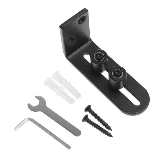 Ferencaa Smooth Double Wheel Bearing Barn Door Pulley Stop Damper Barn Door Track Stop Ground Guide(Black)