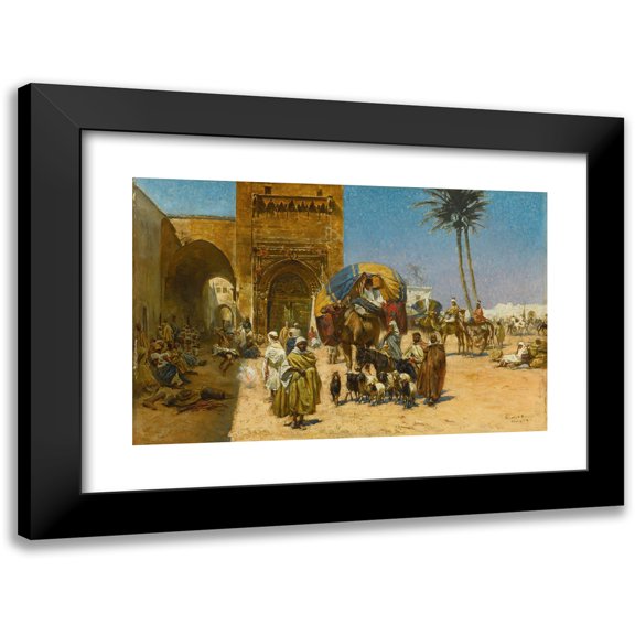 Ferencz Eisenhut 18x13 Black Modern Framed Museum Art Print Titled - A Caravan Outside of a Mosque (1891)