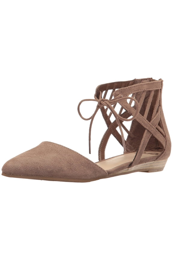 Womens Coco Pointed Toe Ankle Strap Ballet Flats