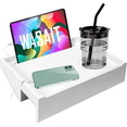 thumbnail image 1 of Ferghana Bedside Shelf for Bed, Bamboo Bunk Bed Shelf for Top Bunk with Cup holder, Bed Side Tray Table College Dorm Room for Teen Girls, Nightstand Organizer for Students Bedroom, White, 1 of 7