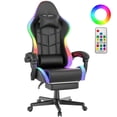 thumbnail image 1 of SOONTRANS Gaming Chair with LED Lights, RGB Gamer Chair with Footrest and Massage, Ergonomic High Back Game Chair for Adults, Reclining Headrest Video Computer Chair, Black, 1 of 11