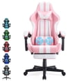 thumbnail image 1 of SOONTRANS Pink Gaming Chair,  Reclining Office Chair with Footrest & Massage Lumbar, Ergonomic Swivel Gamer Game Chair with Adjustable Headrest, 1 of 10