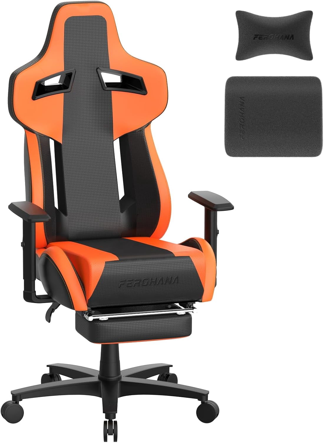 Ferghana Grey Gaming Chair with Footrest, Ergonomic Computer Chair with ...